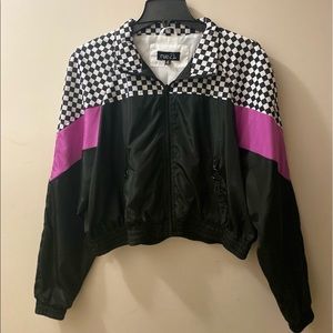 Rue 21 Checkered Colorblock Cropped Windbreaker